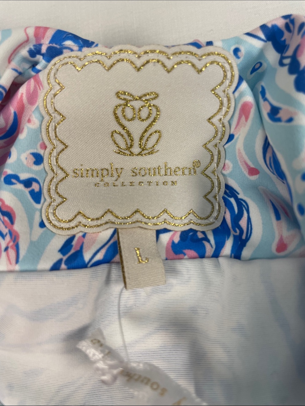 Simply Southern Blue Pink Navy Shell motif tank dress NWT L swim preppy tennis - Picture 8 of 8